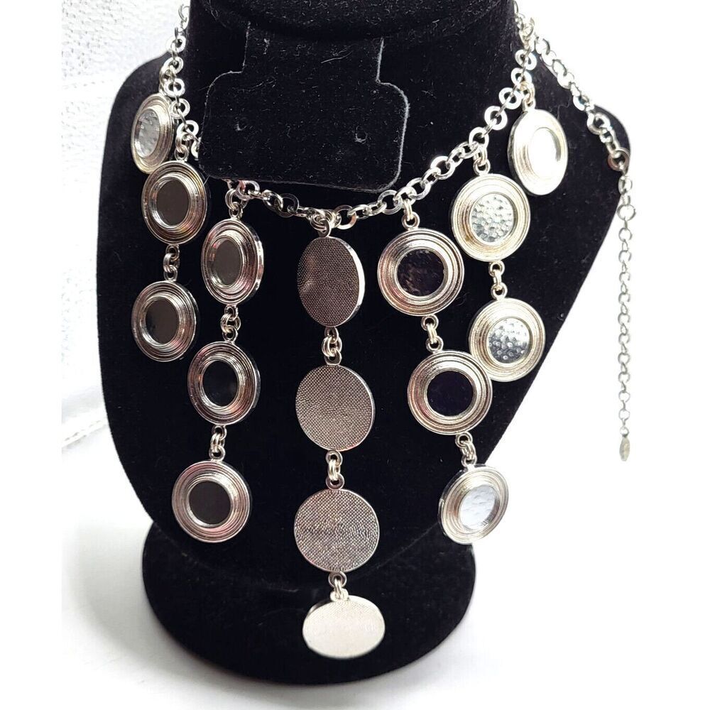 Robert Rose Bollywood Belly Dance Mirrored Dangle Necklace Bib 19in - Picture 4 of 6